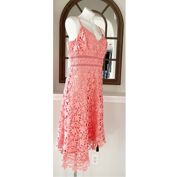 Eliza J. Asymmetric Hem Lace Dress in Pink, Size 12 New w/Tag - Picture 4 of 10